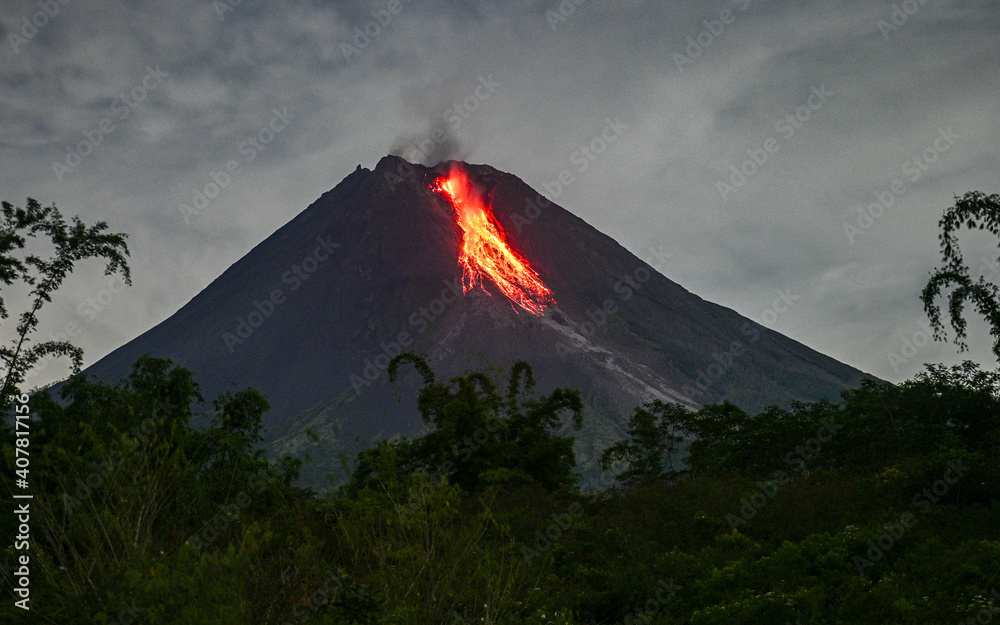 Mount Merapi is the most active volcano in Central Java and Yogyakarta, Indonesia