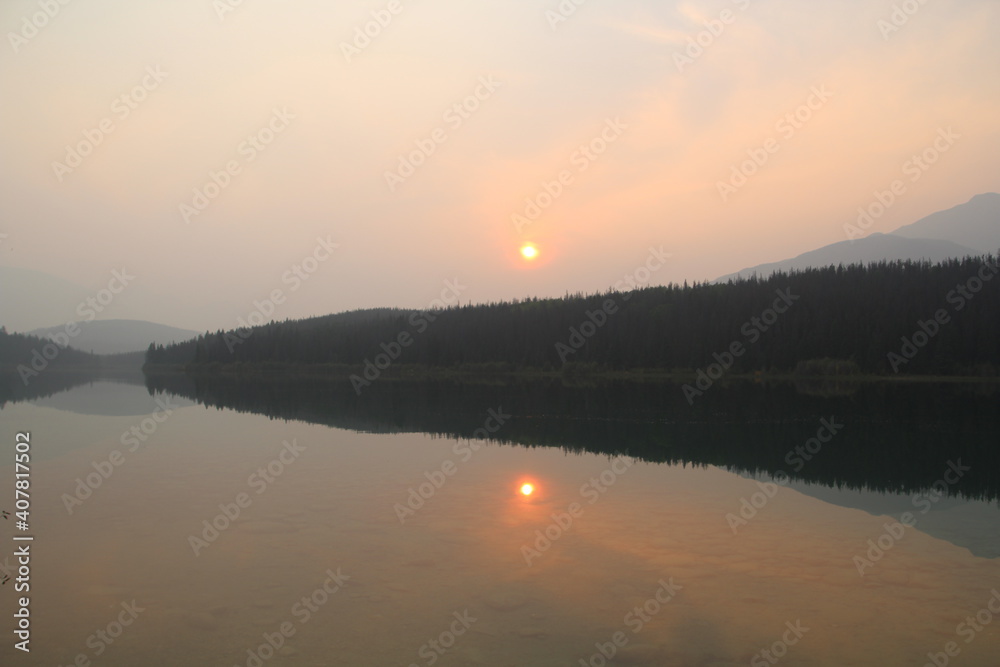 Obraz premium Haze of The Sunset, Jasper National Park, Alberta