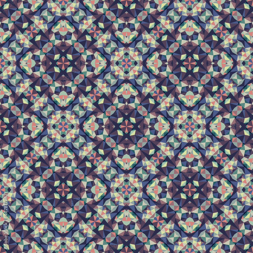 Geometric seamless pattern, ornament, abstract colorful background, fashion print.
