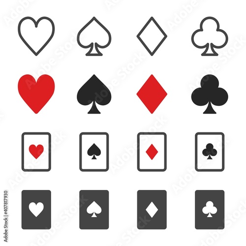 playing card and gambling card icon set,vector and illustration