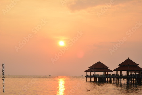 Beautiful view of the sunrise on Kartini Beach  Jepara  Indonesia