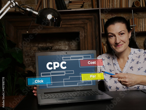  CPC Cost Per Click concept on screen. photo