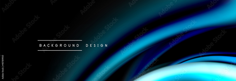 Dynamic motion abstract background. Color blurred stripes on black. Wave liquid lines poster. Vector illustration Dynamic motion abstract background. Color blurred stripes on black. Wave liquid lines poster. Vector illustration