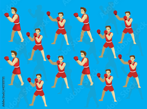 Long Range Uppercut Boxer Manga Cartoon Illustration Seamless Background