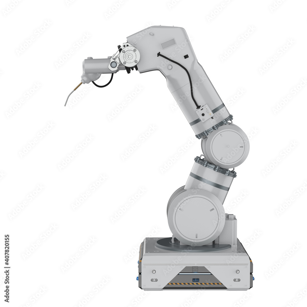 white robotic arm isolated white robotic arm isolated