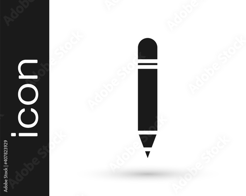 Grey Pencil with eraser icon isolated on white background. Drawing and educational tools. School office symbol. Vector Illustration.