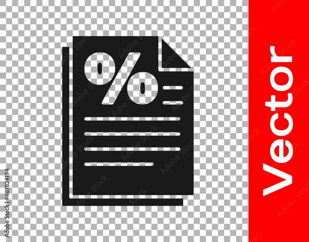 Black Finance document icon isolated on transparent background. Paper bank document for invoice or bill concept. Vector Illustration. Black Finance document icon isolated on transparent background. Paper bank document for invoice or bill concept. Vector Illustration.