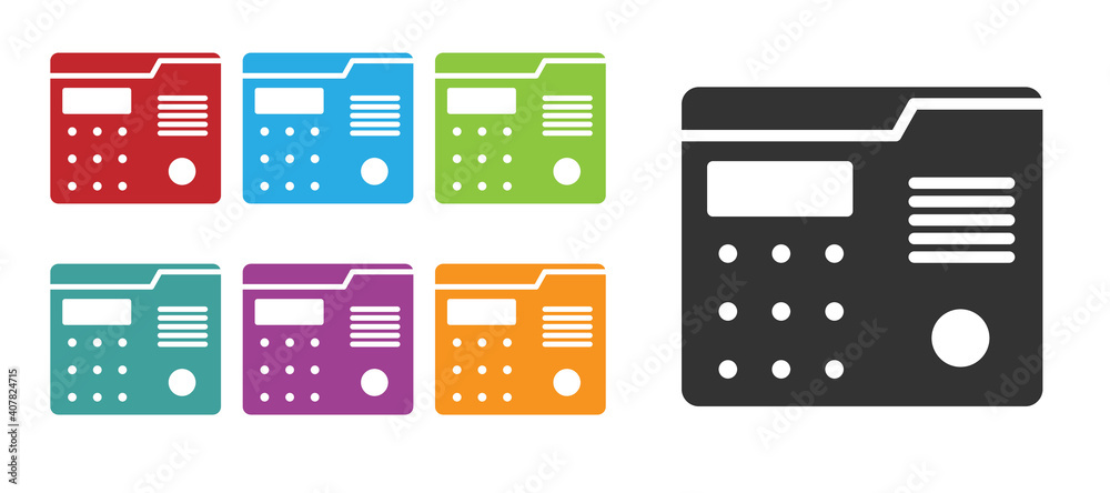 Black House intercom system icon isolated on white background. Set icons colorful. Vector Illustration. Black House intercom system icon isolated on white background. Set icons colorful. Vector Illustration.