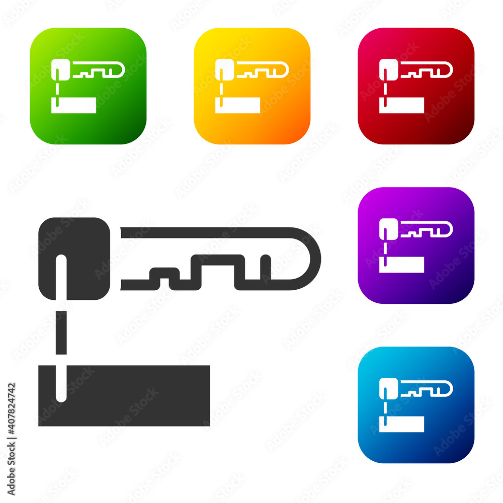 Black Marked key icon isolated on white background. Set icons in color square buttons. Vector Illustration. Black Marked key icon isolated on white background. Set icons in color square buttons. Vector Illustration.