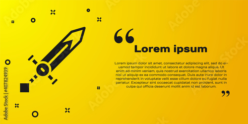 Black Medieval sword icon isolated on yellow background. Medieval weapon. Vector.