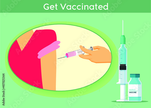It's time to get coronavirus COVID vaccinated. Modern flat web design concept. Doctor Put Injection to Patients. coronavirus vaccine information