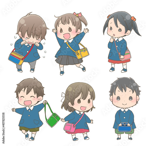 園服を着た子供セット