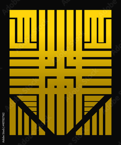 golden gate with grid maze background vector