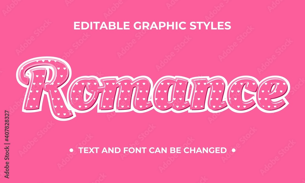 Romance graphic style design. Editable graphic style with love pattern and pink background color. Usable for text and shape. Flat design vector.