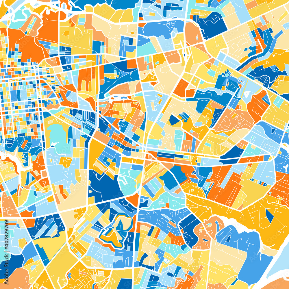 Art map of Wilmington, UnitedStates in Blue Orange