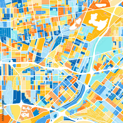 Art map of ElMonte, UnitedStates in Blue Orange