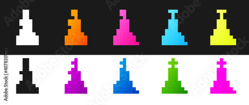 Set Sword in the stone icon isolated on black and white background. Excalibur the sword in the stone from the Arthurian legends. Vector.