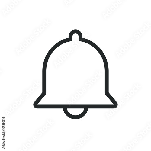 Bell icon vector. Notification and alarm symbol. Flat shape application interface sign button. Decoration logo. Black silhouette isolated on white background.