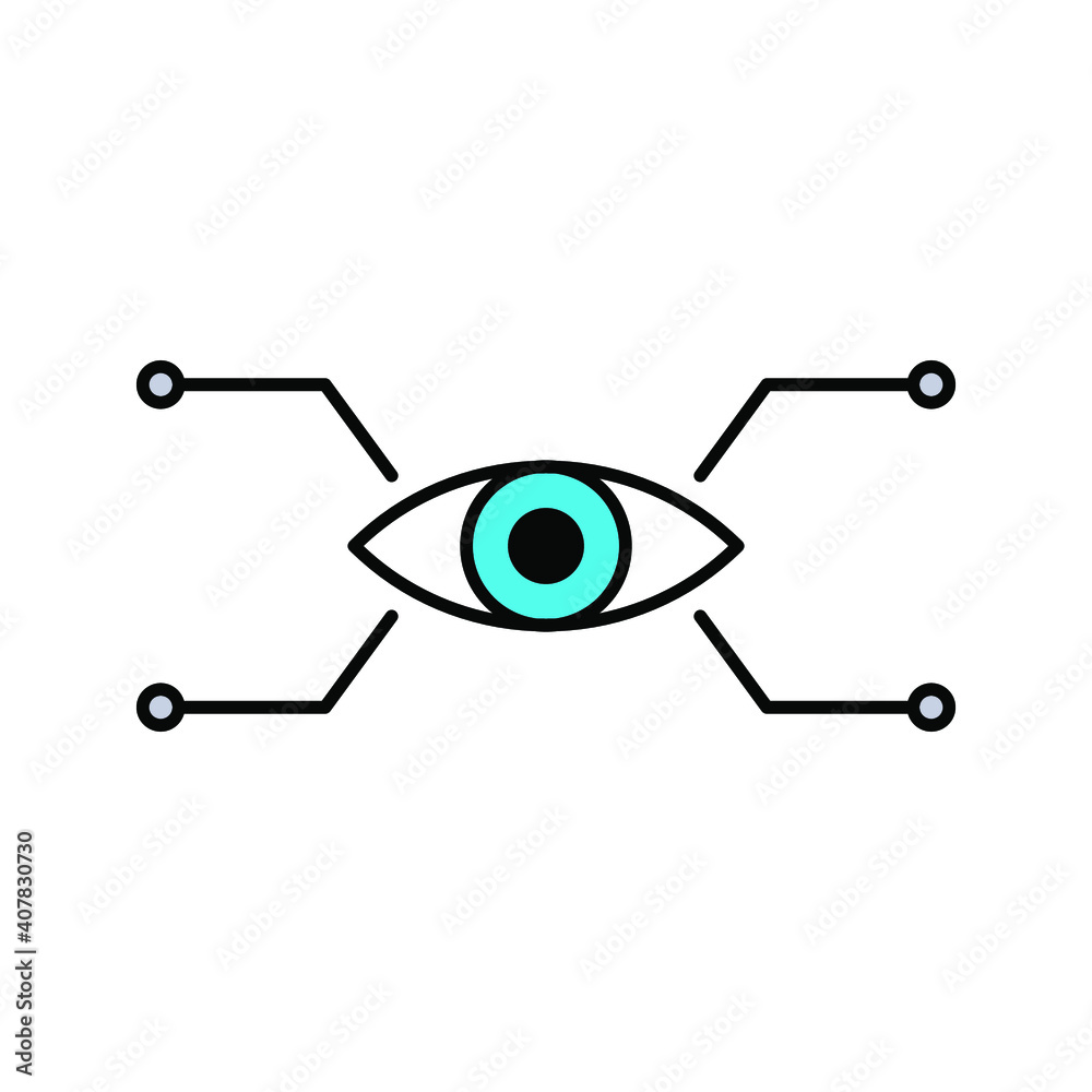 Bionic eye icon. Thin linear bionic eye outline icon isolated on white background from artificial intellegence and future technology collection color editable Bionic eye icon. Thin linear bionic eye outline icon isolated on white background from artificial intellegence and future technology collection color editable