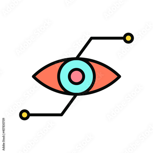 Bionic eye icon. Thin linear bionic eye outline icon isolated on white background from artificial intellegence and future technology collection color editable