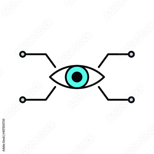 Bionic eye icon. Thin linear bionic eye outline icon isolated on white background from artificial intellegence and future technology collection color editable