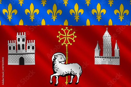 Flag of Toulouse in Haute-Garonne in Occitanie is a Region of France photo