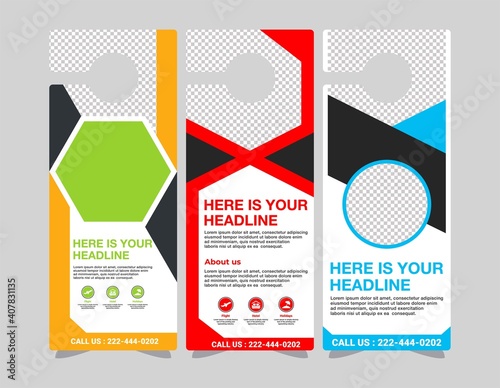 Door hanger design template, hotel knob design. Vector door hanger.