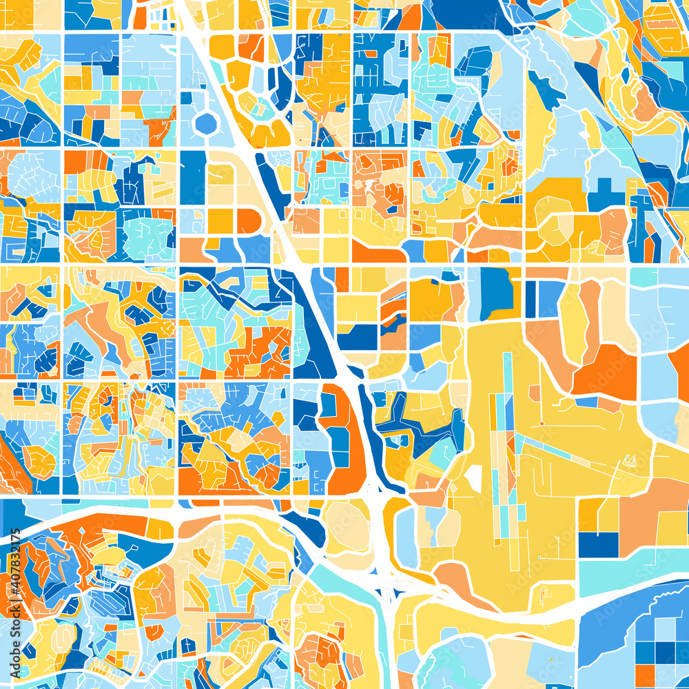 Obraz premium Art map of Centennial, UnitedStates in Blue Orange