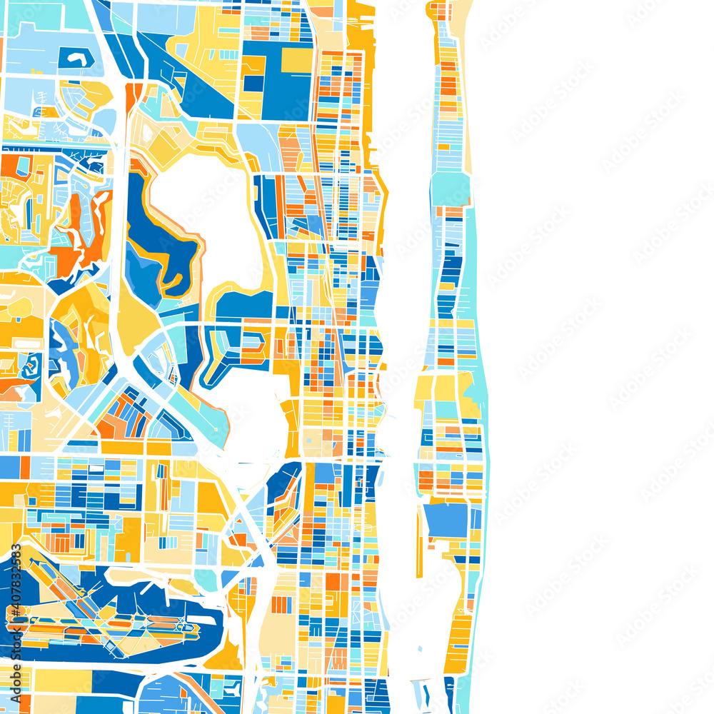 Art map of WestPalmBeach, UnitedStates in Blue Orange