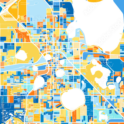 Art map of Lakeland, UnitedStates in Blue Orange