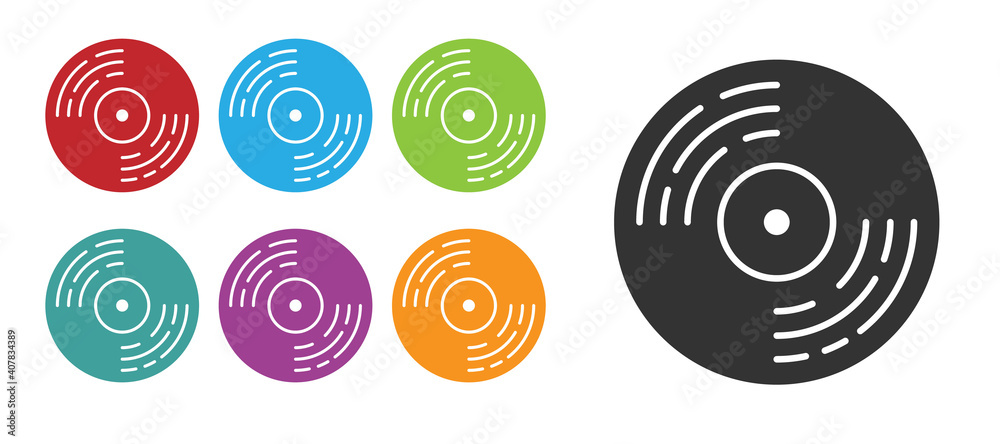 Black Vinyl disk icon isolated on white background. Set icons colorful. Vector. Black Vinyl disk icon isolated on white background. Set icons colorful. Vector.