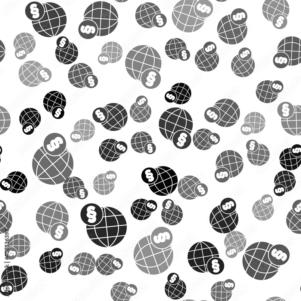 Black International law icon isolated seamless pattern on white background. Global law logo. Legal justice verdict world. Vector. Black International law icon isolated seamless pattern on white background. Global law logo. Legal justice verdict world. Vector.
