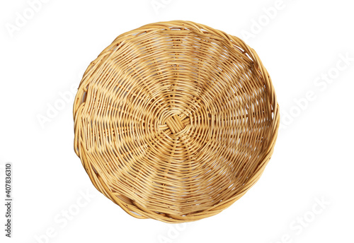 Empty wicker basket on white background, Top view. clipping path included.