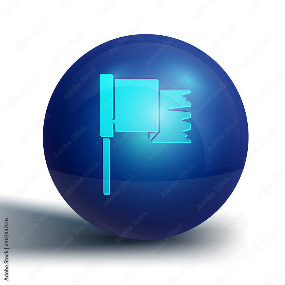 Blue Pirate flag icon isolated on white background. Blue circle button. Vector.