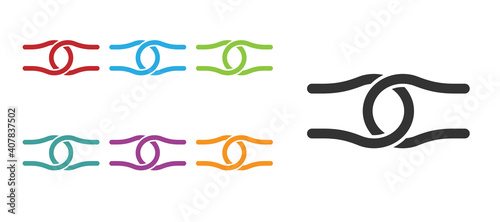 Black Rope tied in a knot icon isolated on white background. Set icons colorful. Vector.