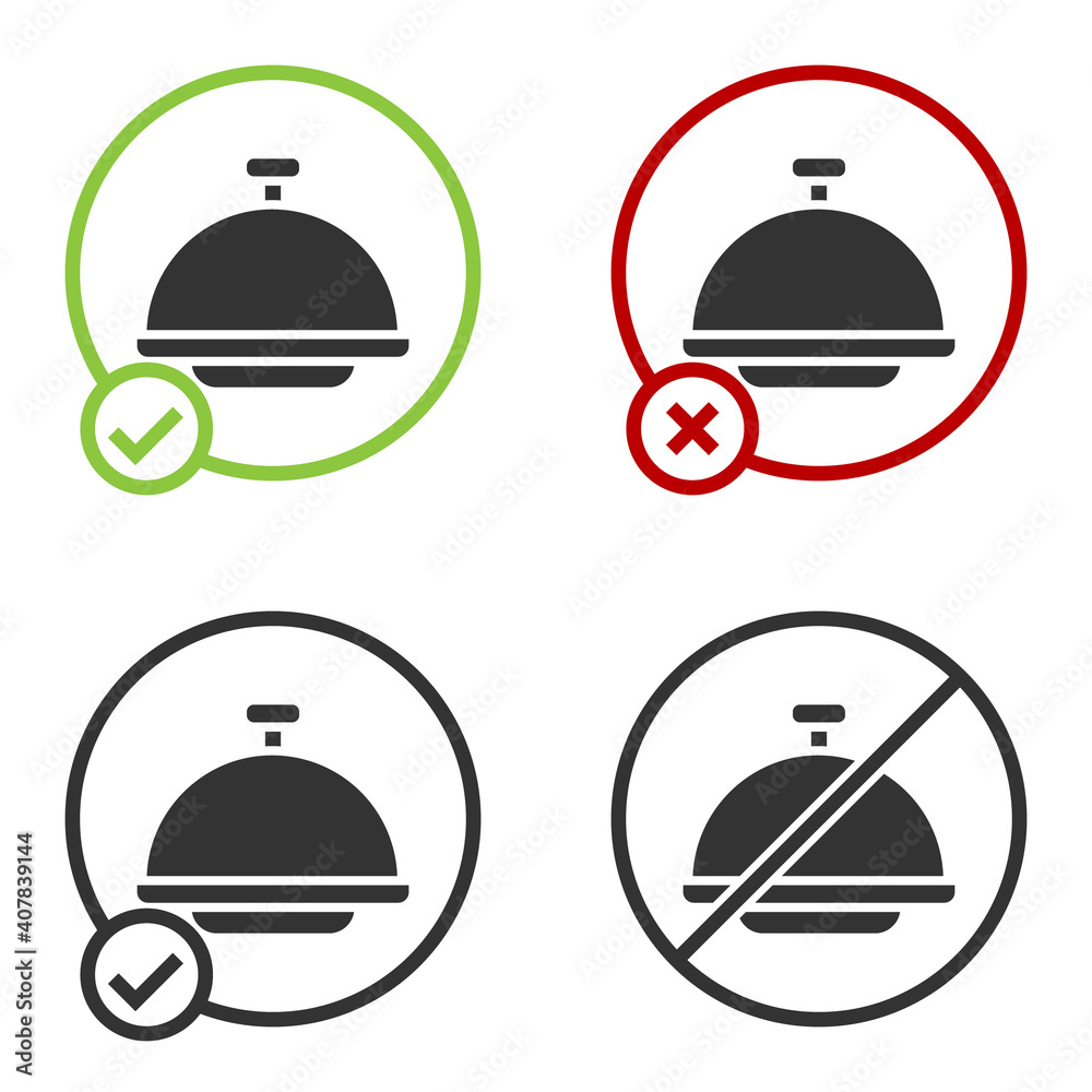 Black Covered with a tray of food icon isolated on white background. Tray and lid sign. Restaurant cloche with lid. Circle button. Vector. Black Covered with a tray of food icon isolated on white background. Tray and lid sign. Restaurant cloche with lid. Circle button. Vector.