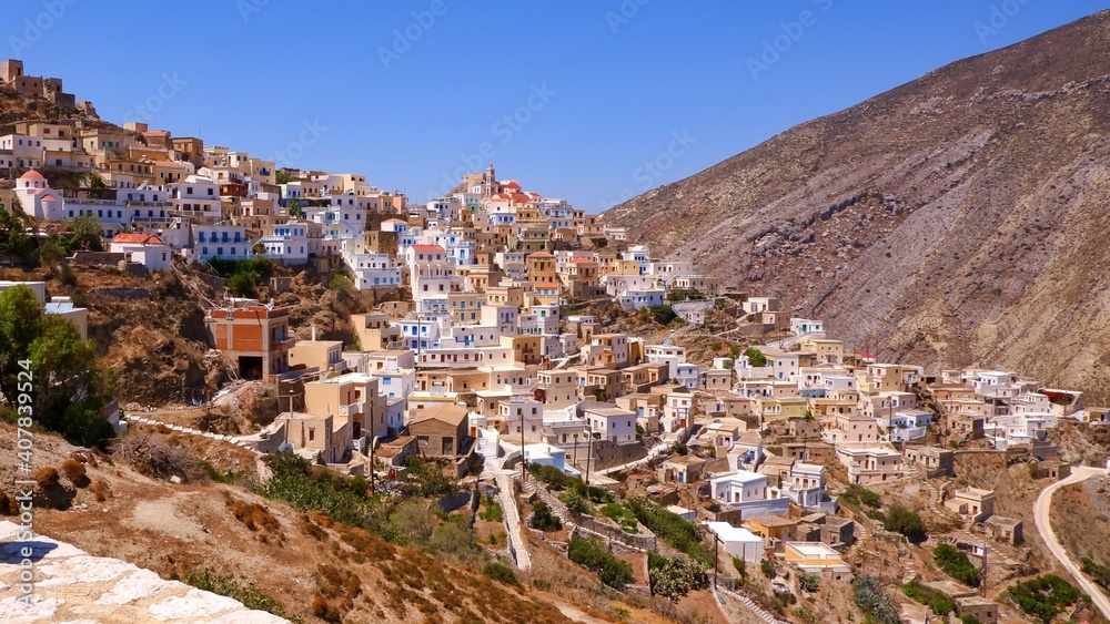 Olympos, Traditional Village on a Mountain slope, Karpathos, Dodecanese Island, Greece