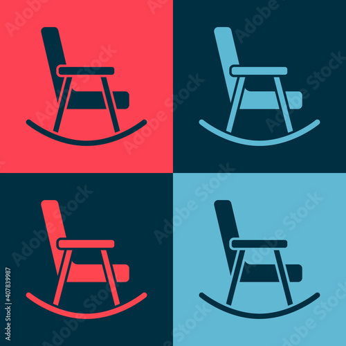 Pop art Rocking chair icon isolated on color background. Vector.