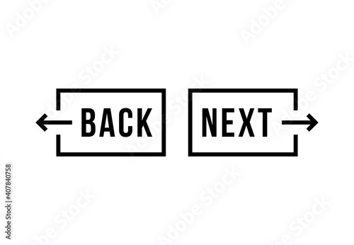 black thin line back and next button