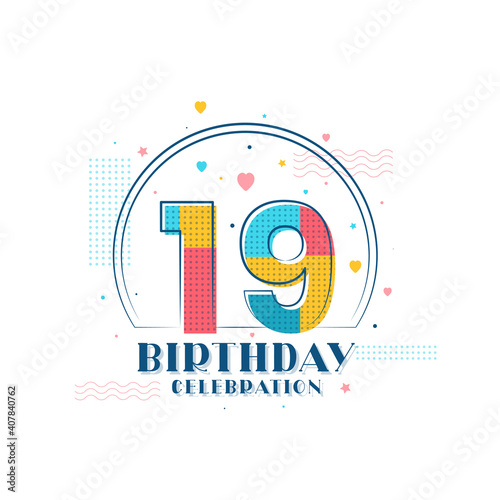19 Birthday celebration, Modern 19th Birthday design