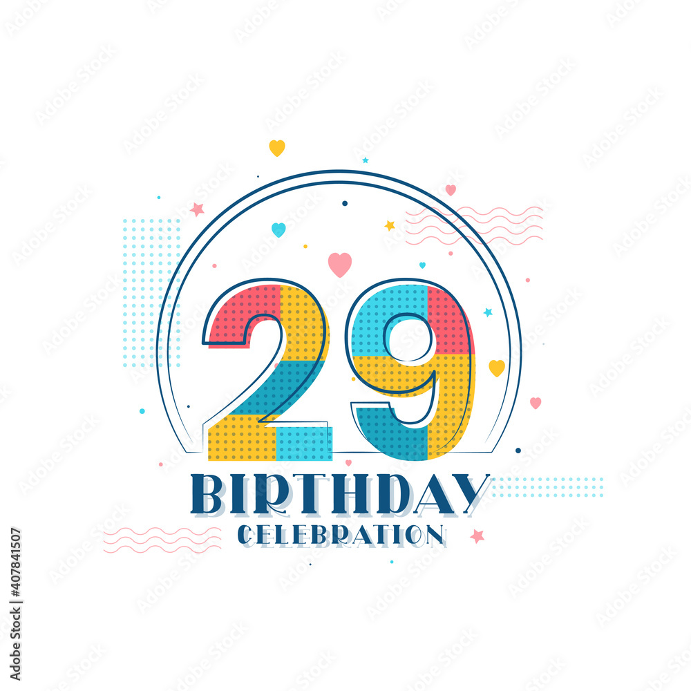 Fototapeta premium 29 Birthday celebration, Modern 29th Birthday design