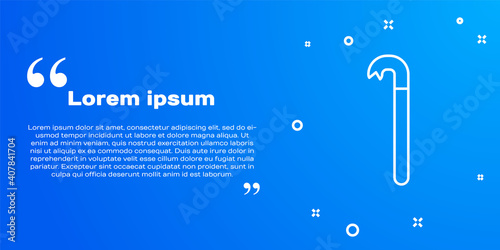 White line Crowbar icon isolated on blue background. Vector Illustration.