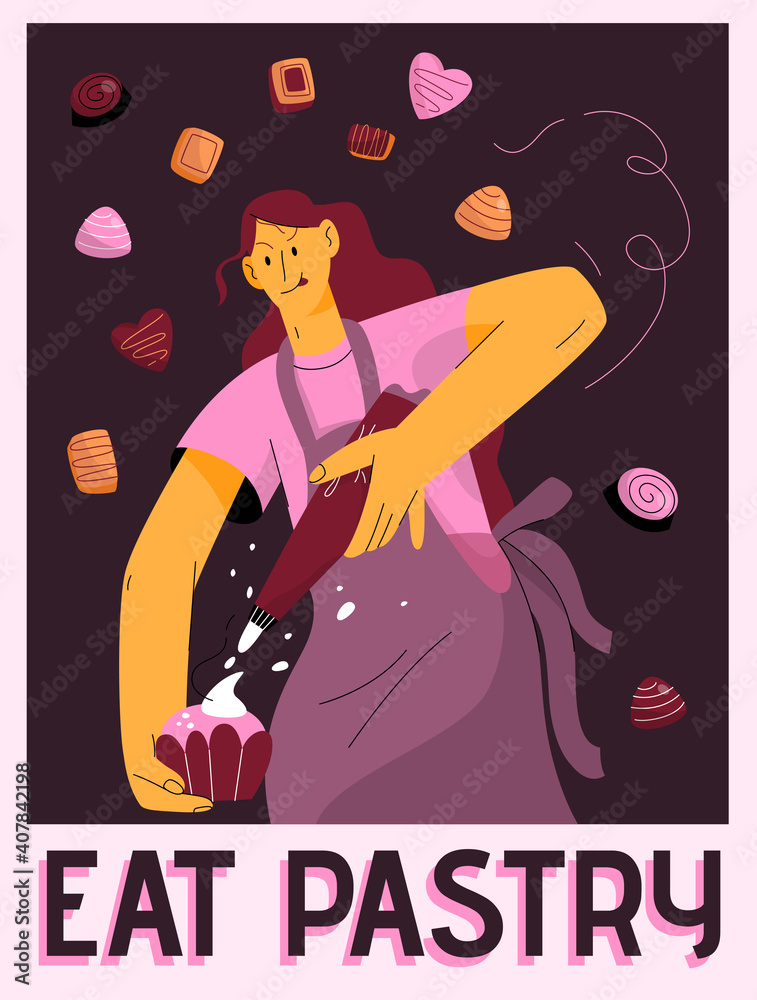 Vector poster of Eat Pastry concept Vector poster of Eat Pastry concept