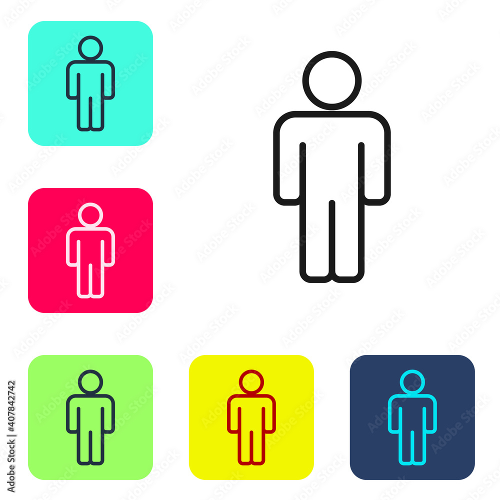 Black line User of man icon isolated on white background. Business avatar symbol user profile icon. Male user sign. Set icons in color square buttons. Vector. Black line User of man icon isolated on white background. Business avatar symbol user profile icon. Male user sign. Set icons in color square buttons. Vector.
