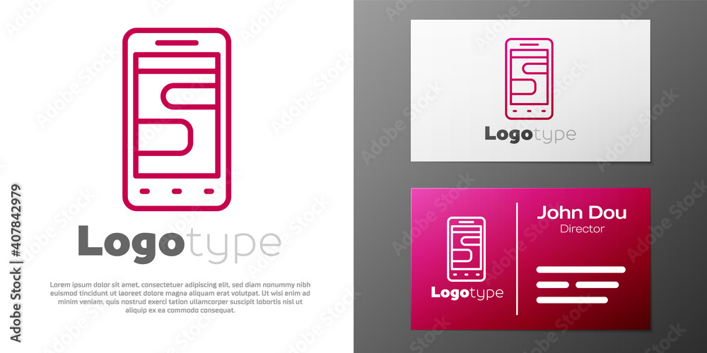 Logotype line New chat messages notification on phone icon isolated on white background. Smartphone chatting sms messages speech bubbles. Logo design template element. Vector.