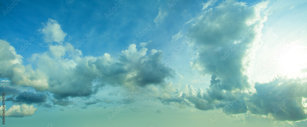 Sky clouds after the rain. Skyline background