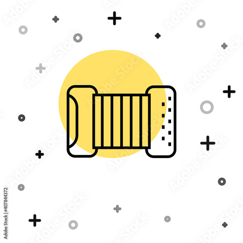 Black line Musical instrument accordion icon isolated on white background. Classical bayan, harmonic. Random dynamic shapes. Vector.