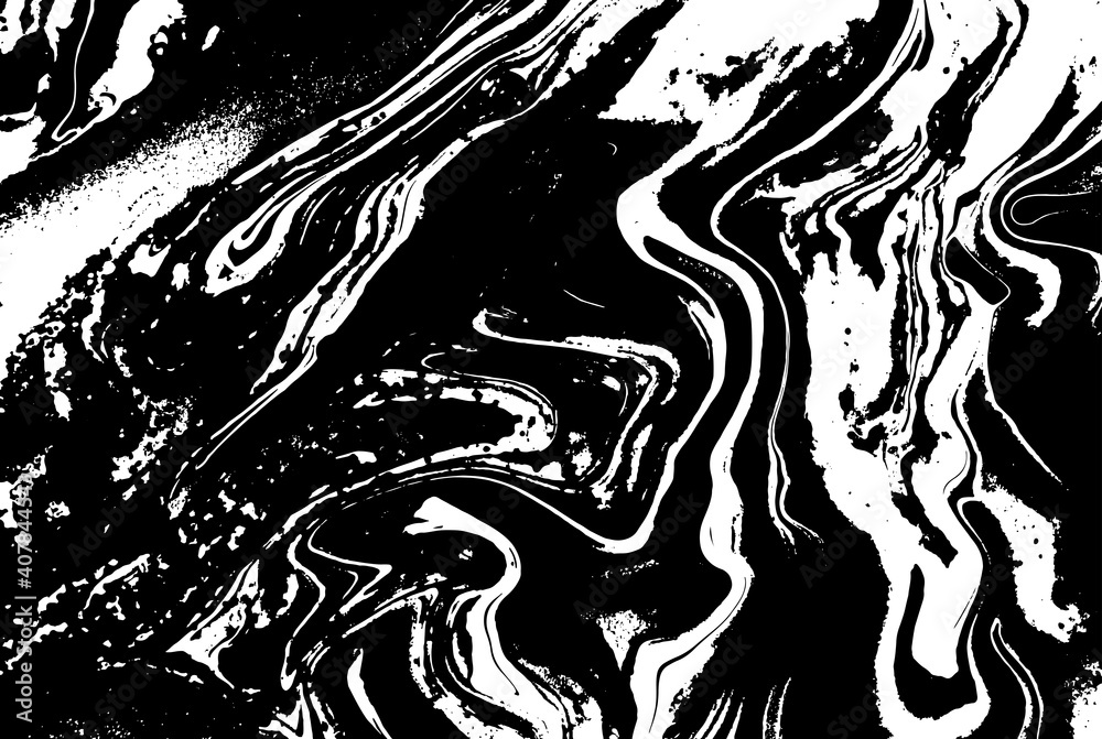 Black and white artwork marble texture. Vector illustration.