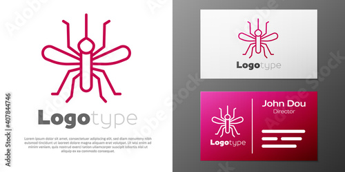 Logotype line Mosquito icon isolated on white background. Logo design template element. Vector.
