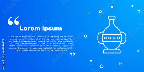 White line Ancient amphorae icon isolated on blue background. Vector.